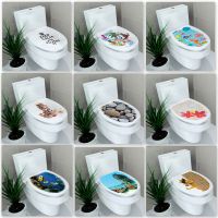 32*39cm Sticker WC Pedestal Pan Cover Sticker Toilet Stool Commode Sticker home decor Bathroon decor 3D printed flower view Wall Stickers  Decals