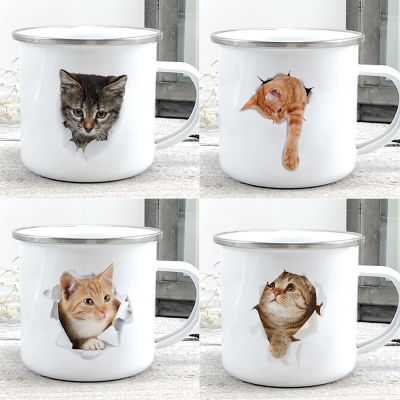 【High-end cups】สร้างสรรค์3d พิมพ์แมวเคลือบกาแฟชาแก้วบ้านอาหารเช้าขนมนมข้าวโอ๊ตถ้วยที่มีการจัดการแก้วน้ำสำหรับความรักแมวคนของขวัญ