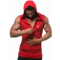 hot【DT】 New Arrival Cotton Sweatshirts fitness clothes bodybuilding Muscle workout tank top Men Sleeveless sporting Shirt Hoodie