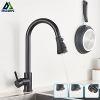 Rozin Pull out Kitchen Faucet Matte Black Kitchen Faucets 3 outlet Water Modes Sprayer Mixer Crane Hot Cold Kitchen Mixer Taps