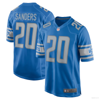 NFL Detroit Lions Game Jersey Barry Sanders Blue Football Tshirt Sports Tee Fans Edition Plus Size