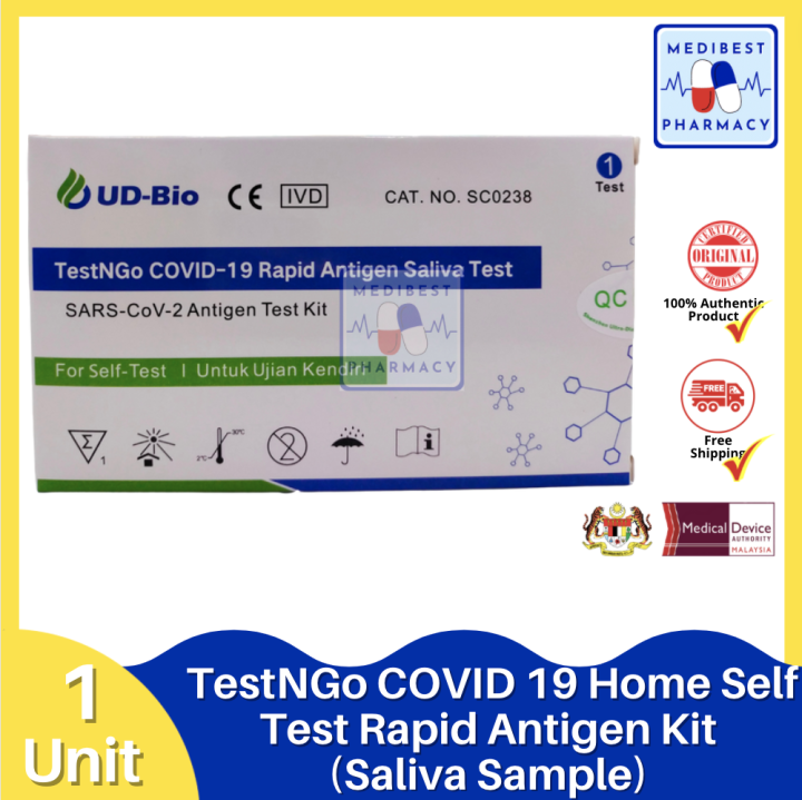 UDBio TestNGo COVID 19 Rapid Antigen Self Test Kit RTK (Saliva Sample