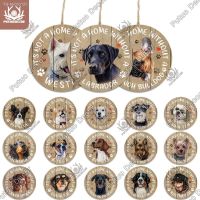 ♤ Putuo Decor Dog Round Wooden Signs Lovely Friendship Pet Dog Pendant Tag for Dog House Kennel Door Decoration Dog Lover Gift