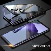 Vivo V27 5G/V27e/T1 5G/Vivo V23 5Gเคสฝาครอบเลนส์กล้องสำหรับ,กรอบโลหะแม่เหล็กกระจกนิรภัยหน้าและหลังปกป้องรอบด้าน360องศา