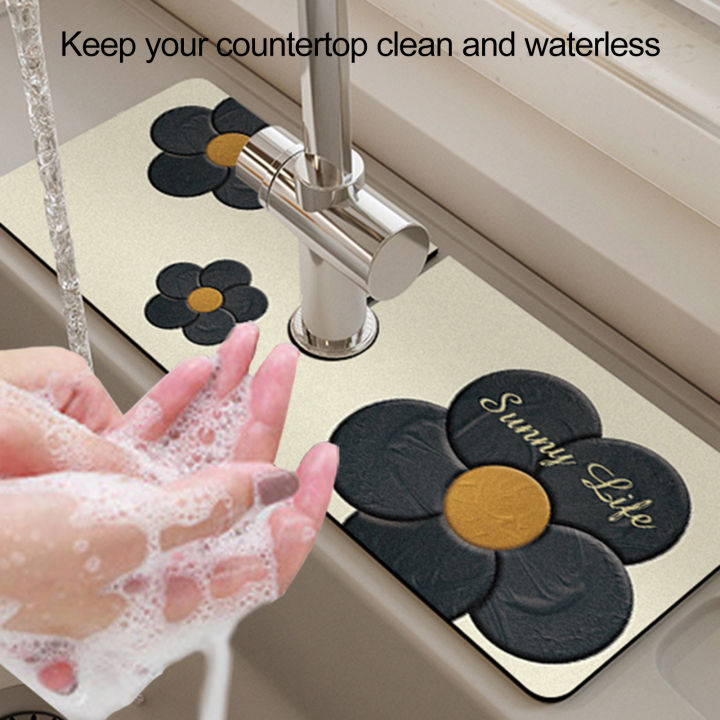 vbj67 Faucet Drain Mat Household Sink Mat Non-slip Kitchen Sink Mat  Absorbent Pad for Faucet Protection and Table Washing Essential Kitchen  Supplies