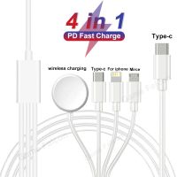 4 in 1 USB C Magnetic Wireless Charger for Apple Watch Series 8 7 6 5 4 SE Ultra IWatch For iPhone 14 13 Pro Fast Charging Cable