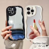 เคส RouJiang สำหรับ iPhone 14 13 12 11 Pro Max X XR Xs Max 8 7 6S Plus SE 2020สีทึบกระจกที่เรียบง่ายฝาป้องกันเนื้อนิ่ม TPU เคสโทรศัพท์ปิดขอบโค้งหยัก