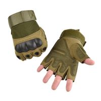 【CW】Tactical Half-finger Cycling Gloves Mens Outdoor Training Riding Anti-slip Wear-resistant Protection Student Motorcycle Gloves