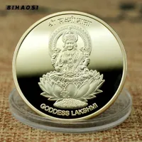 【CW】 Goddess Lakshmi Gold Plated Taiji Fengshui Buddha gold medal commemorative coin badge collection