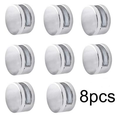 8Pcs 22mm/27mm Zinc Alloy Round Glass Clamp Bathroom Mirror Tight Clips Holder Hardware Door Hardware Picture Hangers Hooks