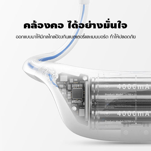 พัดลมคล้องคอ-ปรับแรงลมได้-พัดลมไร้สาย-พัดแรง-พร้อมไฟ-led-พกพาสะดวก