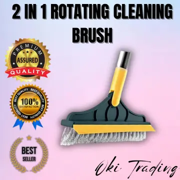 Floor Brush Scrubber with Long Handle, Premium Rotating Bathroom Kitchen Crevice  Cleaning Brush