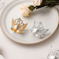 612pcs Gold Silver Metal Rhinestone Napkin Rings Bow Buckles Serviette Holder for Ho Wedding Party Banquet Table Decor