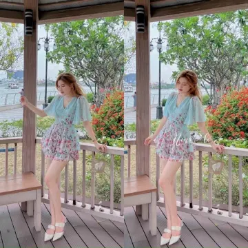JUMPSUIT Hoa Trễ Vai Dáng Giả Váy - 2 Lớp - Jum Rời | Shopee Việt Nam