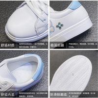 Ready Stock Womens White Shoes Wanita Butterfly Flower Flat Sneakers Casual Outdoor Kasut Perempuan