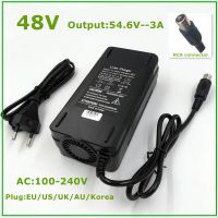 54.6V3A เอาท์พุตที่ชาร์จ Li-Ion 48V สำหรับชุดแบตเตอรี่ลิเธียมจักรยานไฟฟ้าพร้อมขั้วต่อปลั๊ก RCA