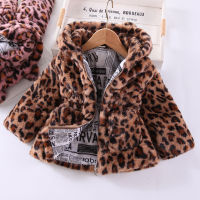 New Winter Girls Coat Thick Padded Jacket Leopard Print Long-sleeved Cotton Coat Childrens Baby Girl Clothes Zipper Jacket