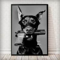 Hypebeast โมเดิร์นสีดำสีขาว Doberman แฟชั่นหรูหราพิมพ์โปสเตอร์ภาพวาดผ้าใบ Wall Art ภาพ Nordic Room Home Decor