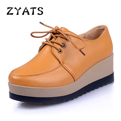 ZYATS รองเท้าออกซ์ฟอร์ดและรองเท้าผูกเชือกสำหรับผู้หญิงสีเบจรองเท้าหนังทางการแฟชั่นของผู้หญิงใหม่