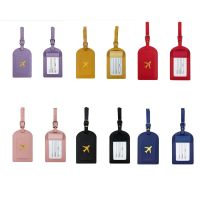 hot！【DT】㍿✵☄  1PC Leather Luggage Tag Suitcase Identifier Label Baggage Board Name ID Address Holder Card