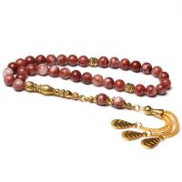 Venature Rosse Naturali Pietra Tasbih Oro Metallo Nappa Braccialetto Musulmano Rosario Islamico Perline Di Preghiera 33 Arabia Sita Baha Subha Ha