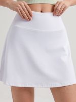 ☇™ Mid-length high-waisted tummy-tightening golf tennis skirt with nude feel quick-drying pockets sports A-line skirt with slits