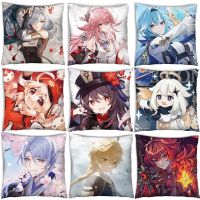 hot！【DT】ﺴ  Genshin Sofa Cushion Cover 45x45 Decoration Pillowcase Room Anime 2-Side Print Covers