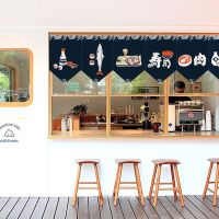 Japanese Short Curtains Sushi Shop Tavern Triangle Flag Printed Short Hanging Curtain Decoration for Restaurant Kitchen