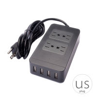 Worallymy US Plug Power Strip Socket Adapter Smart 4 Outlet 4 USB Port Surge Protector Charger Cord Charging Station 110-250V