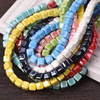 20pcs 8mm Cube Shape Shiny Glazed Ceramic Porcelain Loose Beads lot for Jewelry Making DIY Crafts