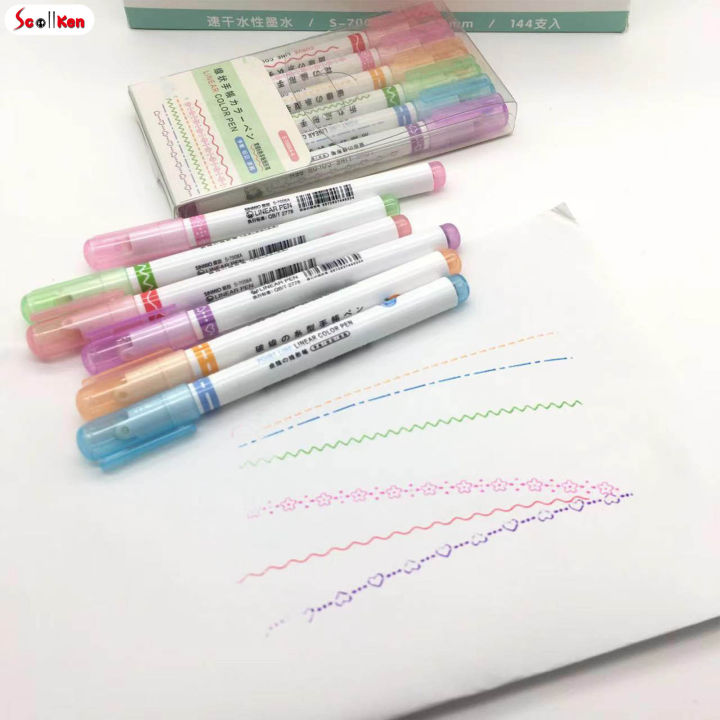 scottk-ปากกาไม่มีเครื่องหมายเป็นพิษแห้งเร็วปากกาไฮไลท์เน้นคำเส้นโค้งสีสันสำหรับการวาดลวดลายที่สวยงาม