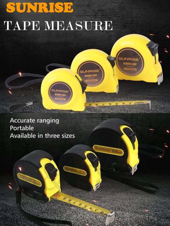 Sunrise Rubber Grip Tape measure / Metro 3m,5m,7.5meter Black & Yellow