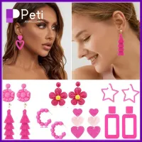 PETI JEWELLERY 2 Pair สีชมพูอมชมพู ต่างหูสำหรับผู้หญิง พู่ห้อยคอ รักหัวใจ ต่างหูโบโฮ ประณีตประณีตประณีต อุปกรณ์เสริมสีชมพู ต่างหูเลื่อมแวววาว ของขวัญสำหรับเด็ก