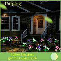 PIEPING ตกแต่งลาน ไฟเดิมพันภูมิทัศน์ การเปลี่ยนสี ไฟสวนพลังงานแสงอาทิตย์ ไฟดอกไม้พลังงานแสงอาทิตย์ลิลลี่ โคมไฟพลังงานแสงอาทิตย์ รุ่นอัพเกรด