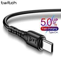 ✣♙■ Twitch สายเคเบิล USB Type C TPE ทนทาน อุปกรณ์ 3A ชาร์จได้อย่างรวดเร็ว สำหรับ Samsung S10 S9 S8 Plus Huawei P30 Pro ขนาด 0.5 เมตร 1 เมตร 1 เมตร สีดำ สีขาว สีแดง สีเขียว