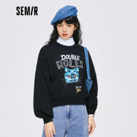 Semir เสื้อยืดผู้หญิงสั้นแมวพัฟแขนบุคลิกภาพ2022ฤดูใบไม้ร่วงใหม่จดหมายด้านบน O Versize Hoodies สบายๆ