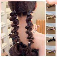 LULU 2PCS พลาสติกทำจากพลาสติก ที่คาดผมสายโทรศัพท์ ไข่มุกไข่มุก กุทัณฑ์ถัก เชือกมัดผมหางม้า ของขวัญสำหรับเด็ก เครื่องมือทำผม สิ่งประดิษฐ์ถักผม สำหรับผู้หญิง