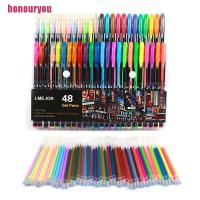 Honouryou 48pcs Set Pulpen Gel Fluorescent Warna-Warni Neon Untuk Stationery