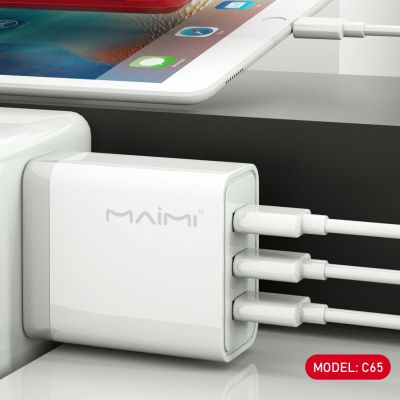 C65 หัวชาร์จ Maimi Quick USB Charger Kit PD Fast 22.5W Quich Charge 3.0，3 USB