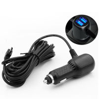 Dual Mini USB Car Charger สายเคเบิล Micro USB ไฟแช็ก11.5ft สายไฟ Supply Socket Charger สำหรับ DVR Dash กล้อง GPS Video Recorder