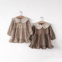 〖jeansame dress〗ฤดูใบไม้ผลิฤดูร้อนเสื้อผ้าเด็กน่ารัก DressesBaby GirlCotton LinenCollarLong แขนกระโปรง