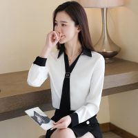 White Blouse Women Long Sleeve Shirt Plus Size Loose Office Tops New Style 2022