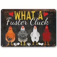 2023 "What A Fuster Cluck", วินเทจโลหะดีบุกโลโก้โปสเตอร์กับงานศิลปะสนุกบ้านร้านอาหารผนังศิลปะตกแต่ง