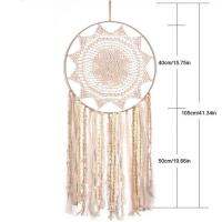 Boho เครื่องดักฝันเครื่องดักฝันขนาดใหญ่ของประดับแขวนของตกแต่งงานแต่งงานสีเบจสำหรับของตกแต่งห้องนอนบ้านห้องนั่งเล่นสถานรับเลี้ยงเด็ก