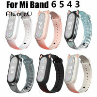 สำหรับ Mi Band 6 5 4 3สาวน่ารักแมวสาย Kawaii เปลี่ยนสุภาพสตรีสายรัดข้อมือสร้อยข้อมือ Miband 6 Miband 5 Miband 4 Miband 3เข็มขัด Smartwatch อุปกรณ์เสริม