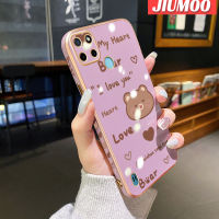 JIUMOO เคสสำหรับ Realme C21Y เคส C25Y มีลวดลายใหม่กรอบสี่เหลี่ยมเคลือบผิวเคสนิ่มซิลิกาเจลกันกระแทกเคสมือถือฝาครอบป้องกันเลนส์กล้องถ่ายรูป