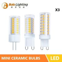 หลอดไฟ LED 2 ขา 3PCS G4 / G9 220V 3W / 5W หลอดไฟเซรามิกสีขาวอบอุ่นสําหรับหลอดไฟโคมระย้าสําหรับบ้าน