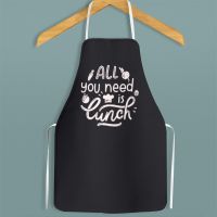 Modern Black Simple Words Printed Apron Waterproof Oil-proof For Femme Men Wipeable Household Tablier Cuisine Baking Accessory Aprons