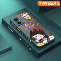 YIWESAN เคสสำหรับ Xiaomi Poco M4 5G Redmi Note 11R ลายการ์ตูนน่ารักหิมะสีขาวขอบสี่เหลี่ยมฝ้าเคสซิลิโคนเคสมือถือแข็งกันกระแทกเคสป้องกันกล้องฝาปิดเลนส์เต็มตัว