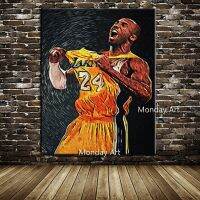 ภาพวาดผ้าใบที่มีคุณภาพสูงของ Kobe Bryant,การตกแต่งห้องนั่งเล่นที่เรียบง่ายทันสมัยเหมาะสำหรับแฟนบาสเกตบอล,โรงแรมและศิลปะผนังอพาร์ทเม้น